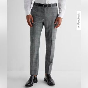 NWT Express Extra Slim Plaid Flannel Elastic Waist Dress Pant